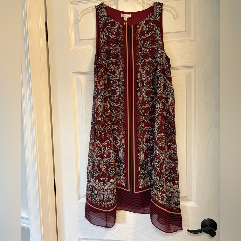 Max Studio sleeveless handkerchief paisley dress